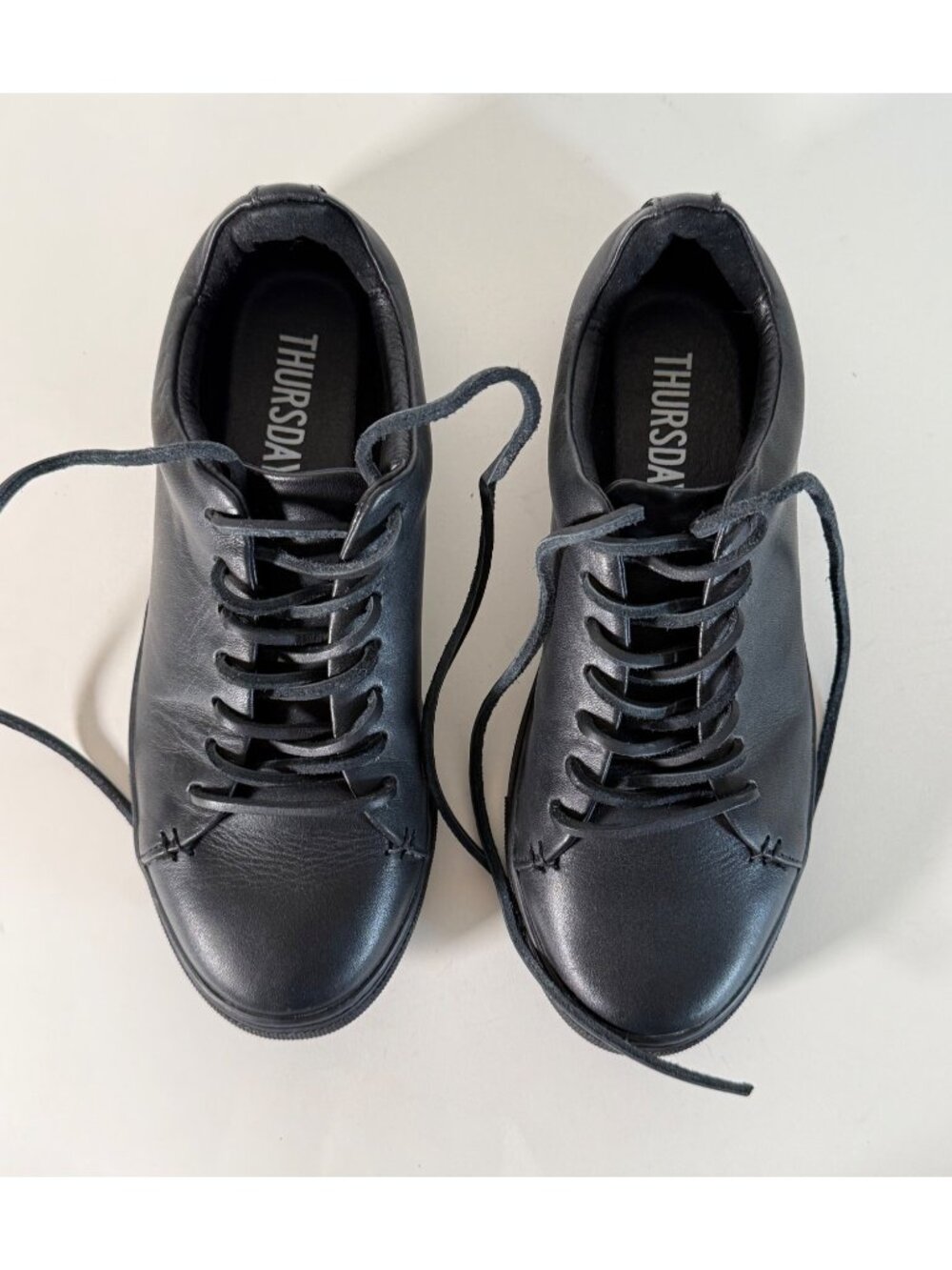 Thursday Boot Co. Women's Premier Low Top Sneakers Lace-Up Black Leather - Picture 6 of 13